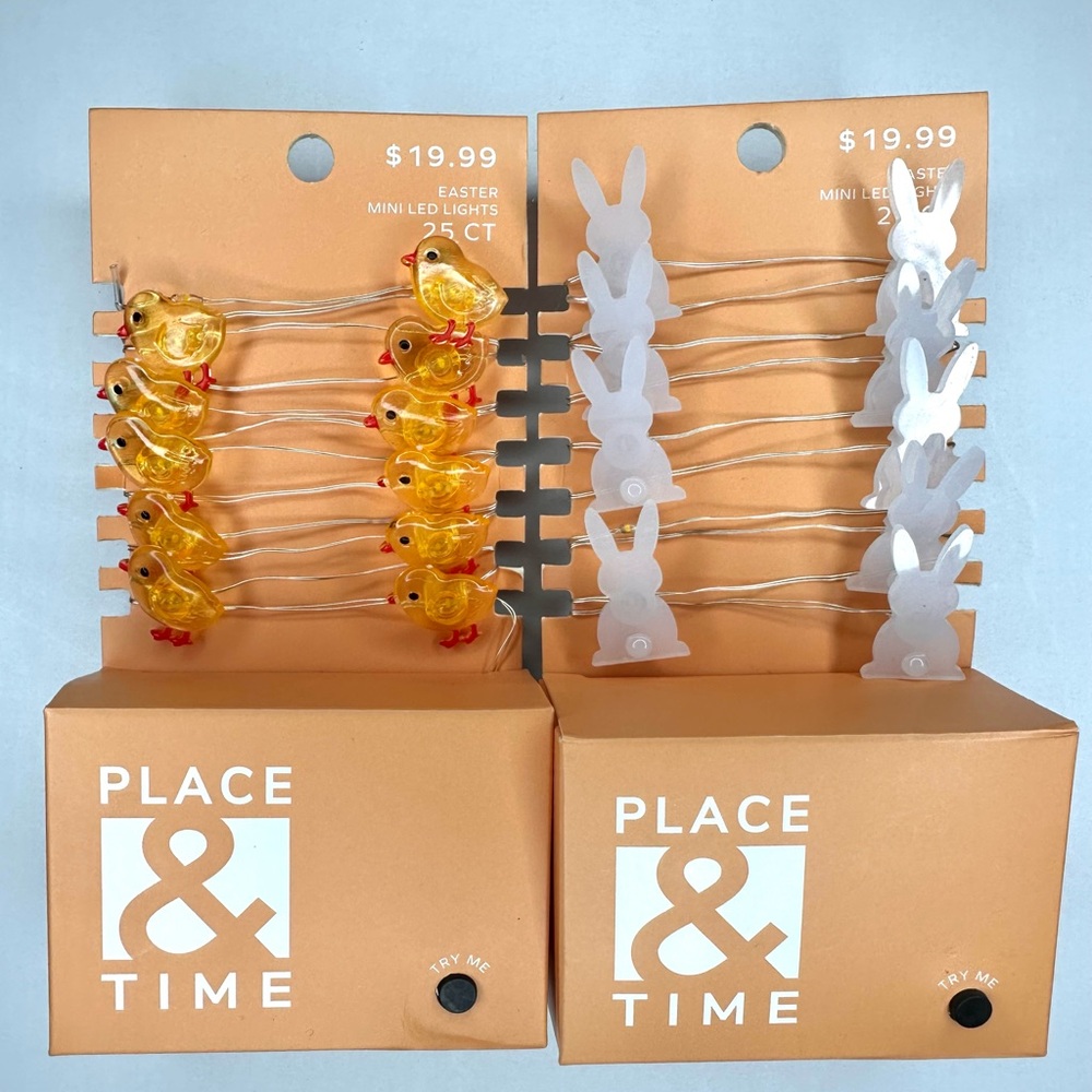 Place & Time mini baby chicks and bunny led lights NWT
